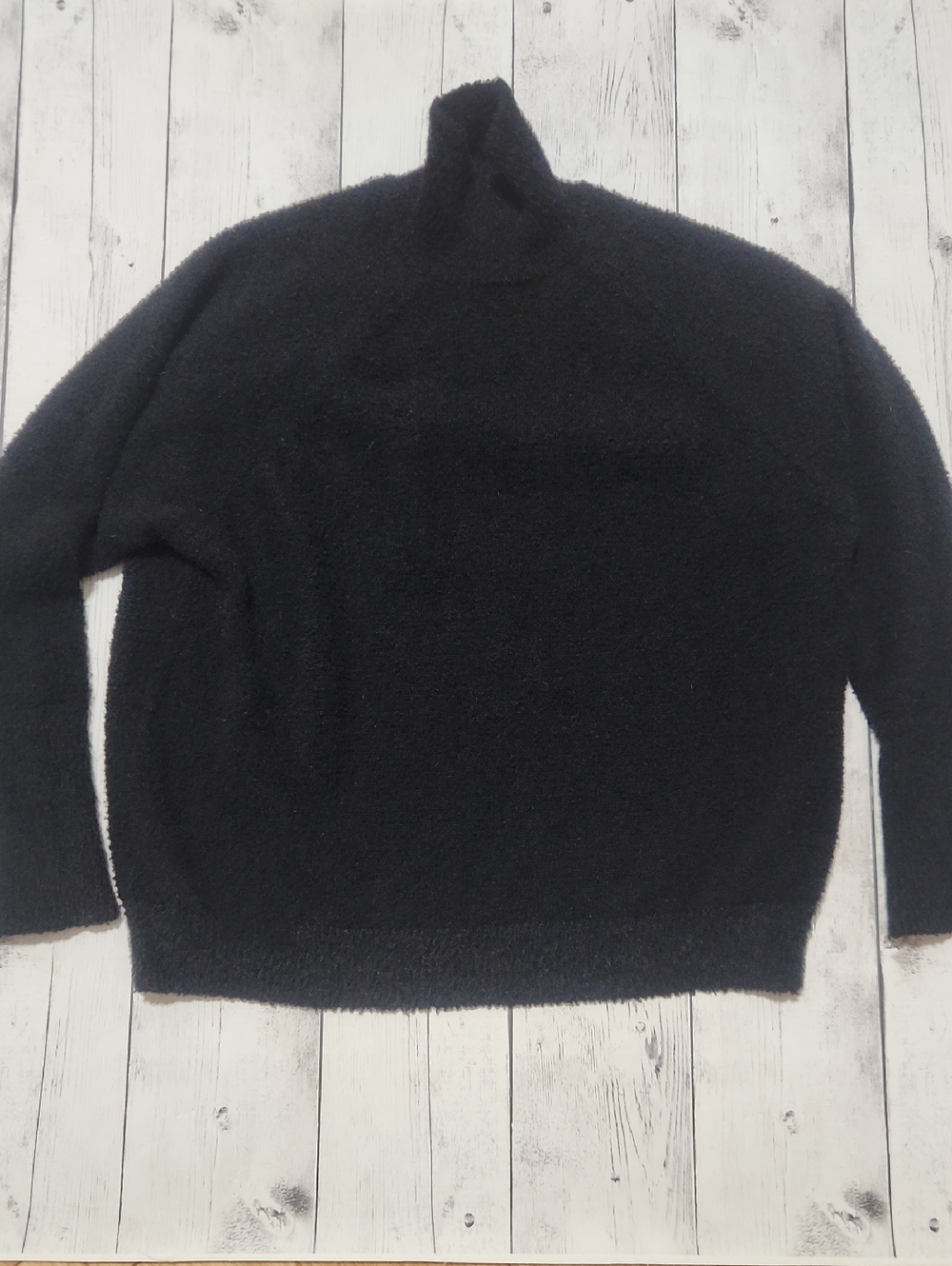 Marled Reunited Clothing Womens Small Black Fuzzy Mock Turtleneck Sweater